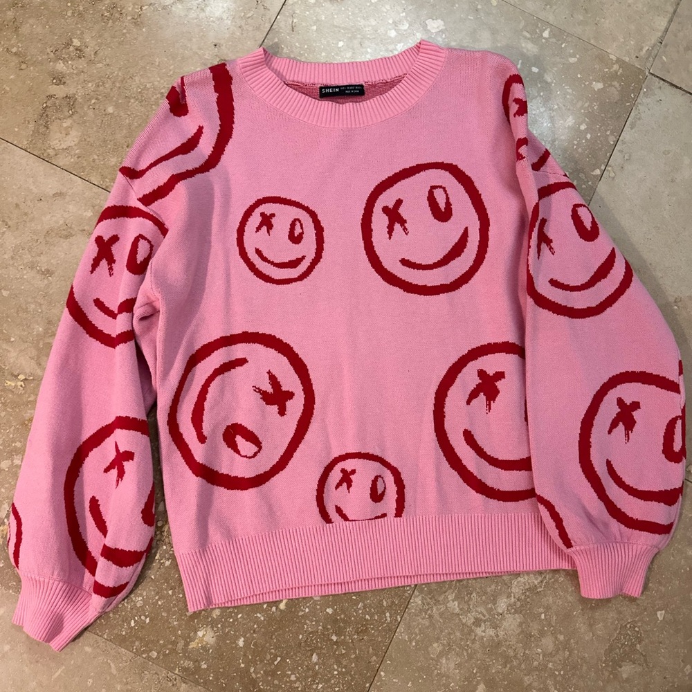 women’s smiley face sweater